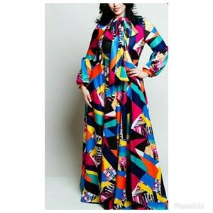 Colorful XL Vintage Style Maxi Dress